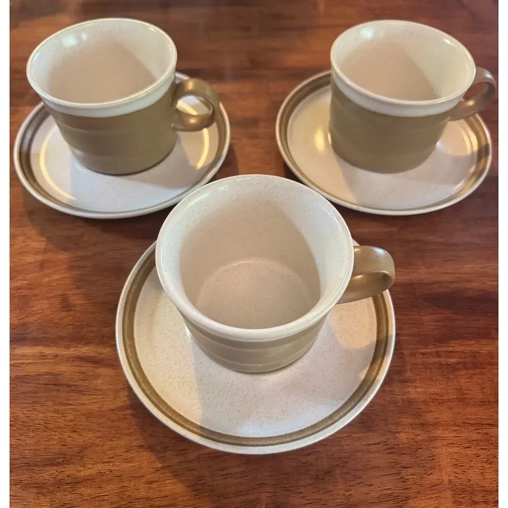 3 Mikasa Country Manor J1000 Stoneware Cups & Saucers